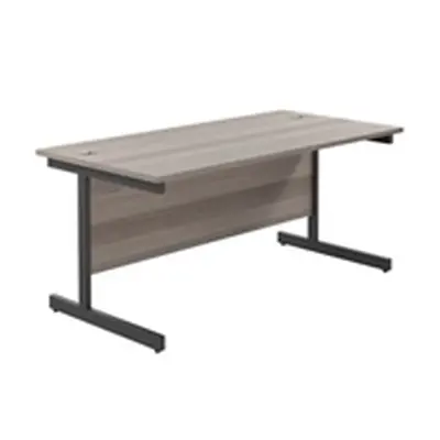 1600x800 Single Upright Rectangular Desk Grey Oak-Black