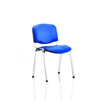 ISO Stacking Chair Blue Vinyl Chrome Frame Without Arms