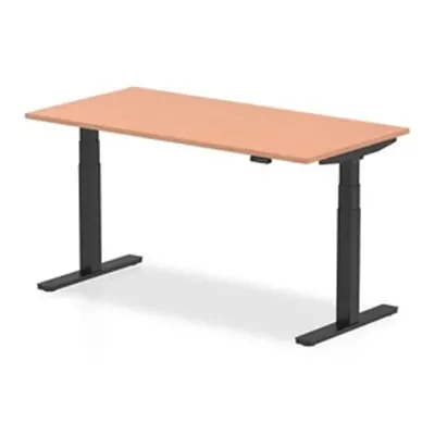 Air 1600 x 800mm Height Adjustable Desk Beech Top Black Leg