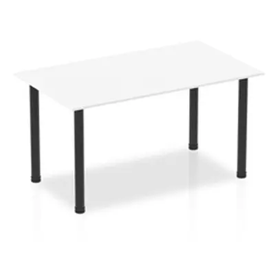 Impulse 1400mm Straight Table White Top Black Post Leg