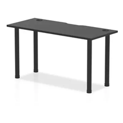 Impulse Black 1400 x 600mm Straight Table Black Top with CP Black Leg