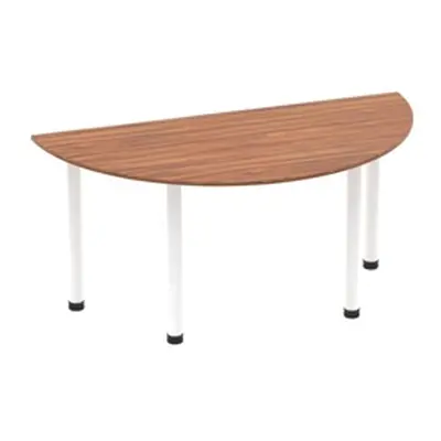 Impulse 1600mm Semi-Circle Table Walnut Top White Post Leg