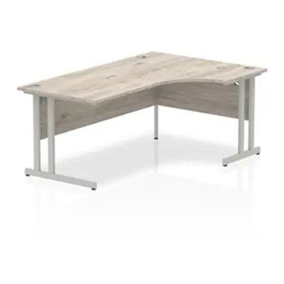 Impulse 1800mm Right Crescent Desk Grey Oak Top Silver Cantilever Leg