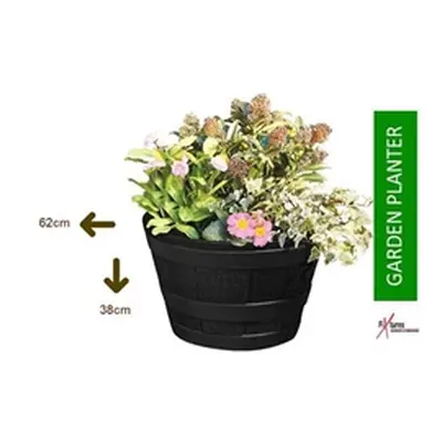 Fixtures Half Barrel Cask Grey 62cm x 38cm Extra Large Planter