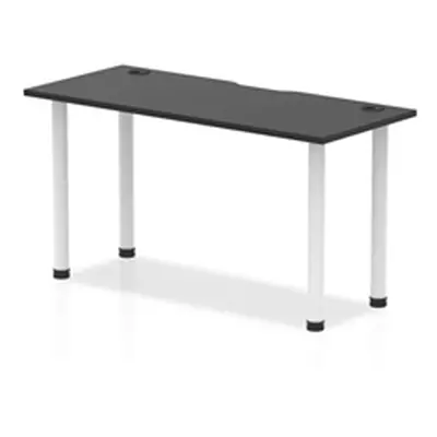 Impulse Black 1400 x 600mm Straight Table Black CP White Leg