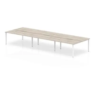 Evolve Plus 1600mm B2B 6 Person Desk Grey Oak Top White Frame