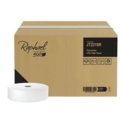 Raphael 2-Ply Twin Jumbo Toilet Roll 310m (Pack of 12) JT2310RDS