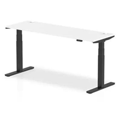 Air 1800x600mm Height Adjustable Desk White Top Cable Ports Black Leg