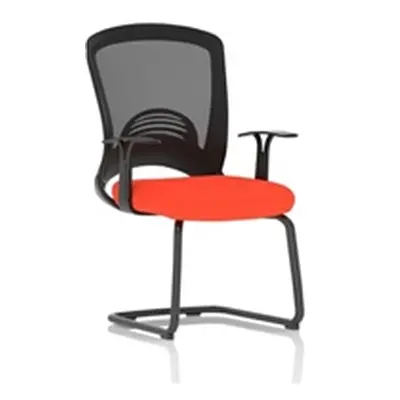 Astro Visitor Fabric Seat Tabasco Orange Cantilever Leg Mesh Chair