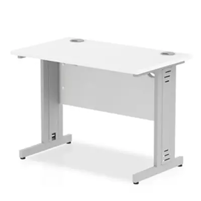 Impulse 1000 x 600mm Straight Desk White Top White Cable Managed Leg