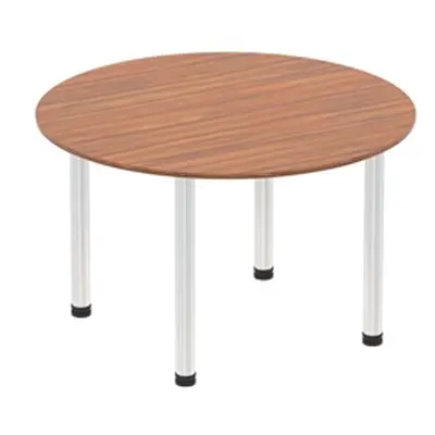 Impulse 1200mm Round Table Walnut Top Chrome Post Leg