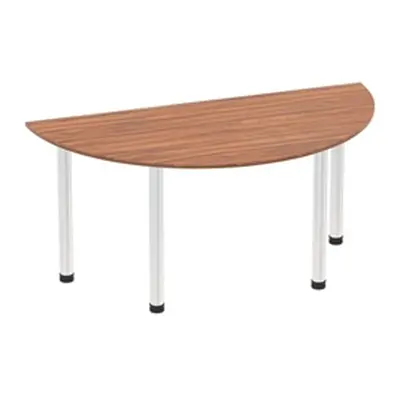 Impulse 1600mm Semi-Circle Table Walnut Top Chrome Post Leg