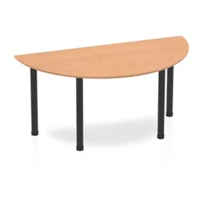 Impulse 1600mm Semi-Circle Table Oak Top Black Post Leg