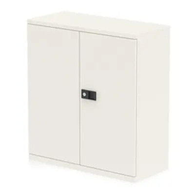 Qube by Bisley Stationery 1000mm 2-Door Cupboard White With Shelf