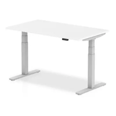 Air 1400/800 White Height Adjustable Desk With Silver Legs - HA01010