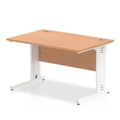 Impulse 1200/800 Rectangle White Cable Managed Leg Desk Oak - MI002723