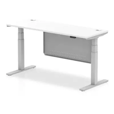 Air 1600x600 Height Adjustable Desk White CP Silver Leg Modesty Panel