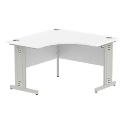 Impulse 1200mm Corner Desk White Top Silver Cable Managed Leg