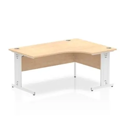 Impulse 1600mm Right Crescent Desk Maple Top White Cable Managed Leg