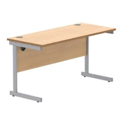 Office Rectangular Desk Steel Single Cantilever 1400X600 Beech/Silver