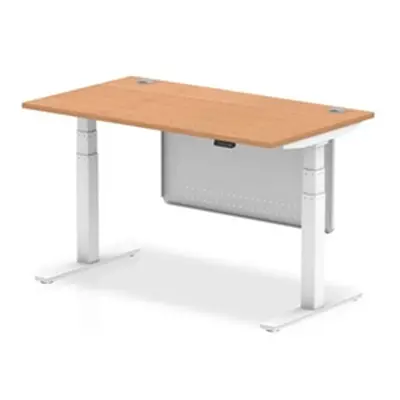 Air 1400x800 Height Adjustable Desk Oak CP White Leg Modesty Panel