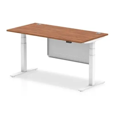 Air 1600x800 Height Adjustable Desk Walnut CP White Leg Modesty Panel