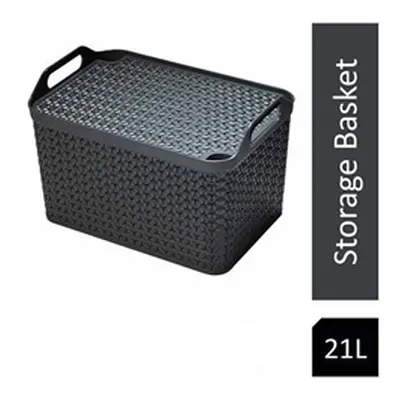 Strata Charcoal Grey Large 21L Handy Basket With Lid