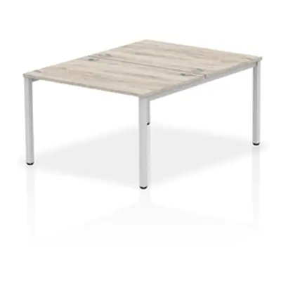 Impulse Bench B2B 2 Person 1200 Silver Frame Bench Desk Grey Oak