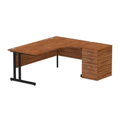 Impulse 1800 R Crescent Desk Walnut Black Cantilever 600 Desk High Ped