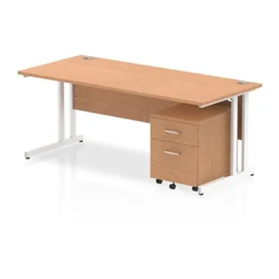 Impulse 1800x800 Desk Oak WhiteCantilever Leg+ Mobile Ped