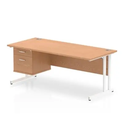 Impulse 1800 Rectangle White Cant Leg Desk Oak 1 x 2 - MI002664