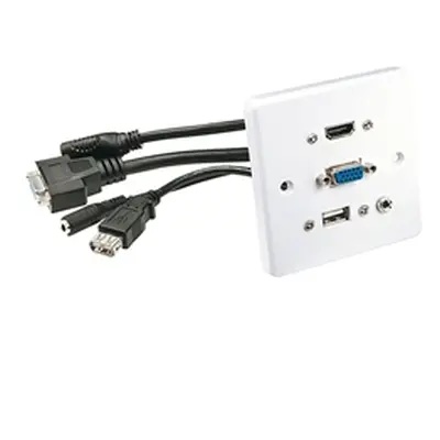 Lindy Multi AV Faceplate HDMI VGA USB Audio White 60220