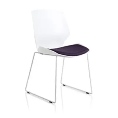 Florence Sled White Frame Bespoke Tansy Purple Fabric Visitor Chair