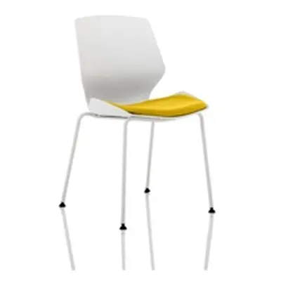 Florence White Frame Visitor Chair in Bespoke Seat Senna Yellow