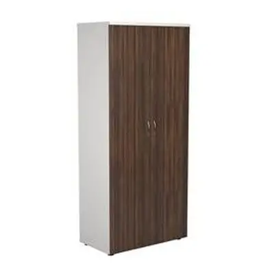 1800 Wooden Cupboard (450mm Deep) White Carcass Dark Walnut Doors