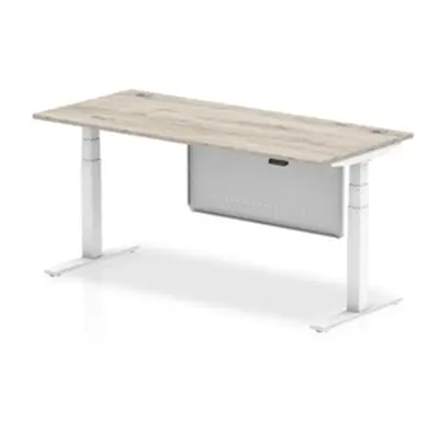 Air 1800x800 Height Adjustable Desk Grey Oak CP White Leg Modesty Pnl