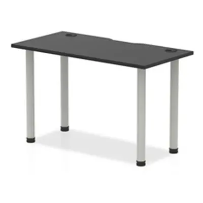 Impulse Black 1200 x 600mm Straight Table Black CP Silver Leg