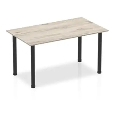 Impulse 1400mm Straight Table Grey Oak Top Black Post Leg