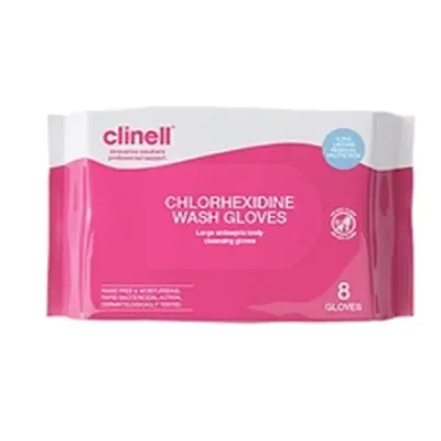 Clinell Chlorhexidine Wash Gloves (Pack of 8) CHGWGL8