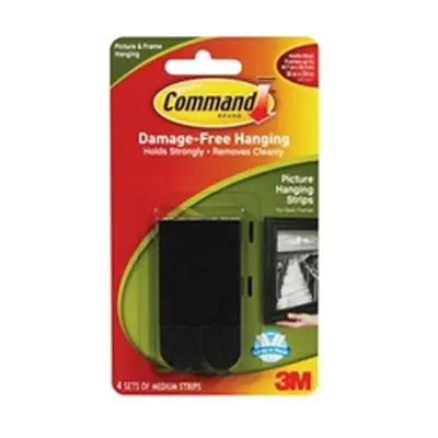 3M Command Medium Picture Hanging Strips Black (4 Pack)