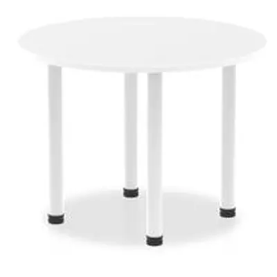 Impulse 1000mm Round Table White Top White Post Leg