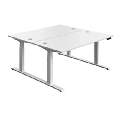 Economy Back To Back Sit Stand Desk : 1600 X 800 : White/White