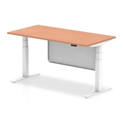 Air 1600x800 Height Adjustable Desk Beech White Leg Modesty Panel