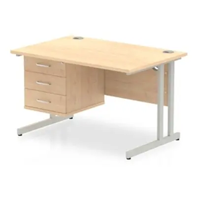 Impulse 1200 Rectangle Silver Cant Leg Desk Maple 1 x 3 - MI002439