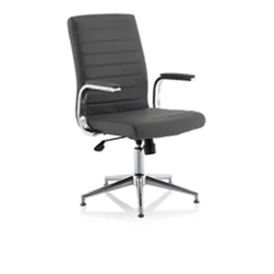 Ezra Executive Grey Leather Chair With Glides