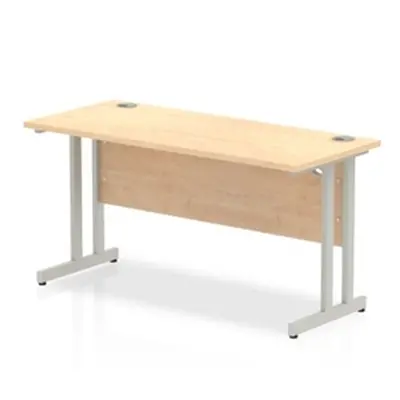 Impulse 1400/600 Rectangle Silver Cantilever Leg Desk Maple - MI002423