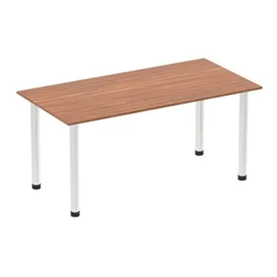 Impulse 1600mm Straight Table Walnut Top Chrome Post Leg