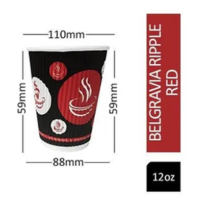 Belgravia 12oz Triple Walled Red Tea & Coffee Ripple Cups 25s PACK 20