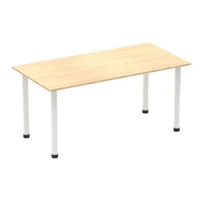 Impulse 1600mm Straight Table Maple Top White Post Leg