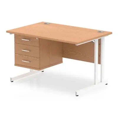 Impulse 1200 Rectangle White Cant Leg Desk Oak 1 x 3 - MI002669